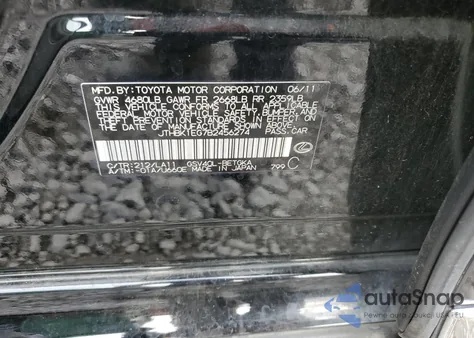 2011 Lexus Es 350 z USA, uszkodzony, nr VIN JTHBK1EG7B2456274